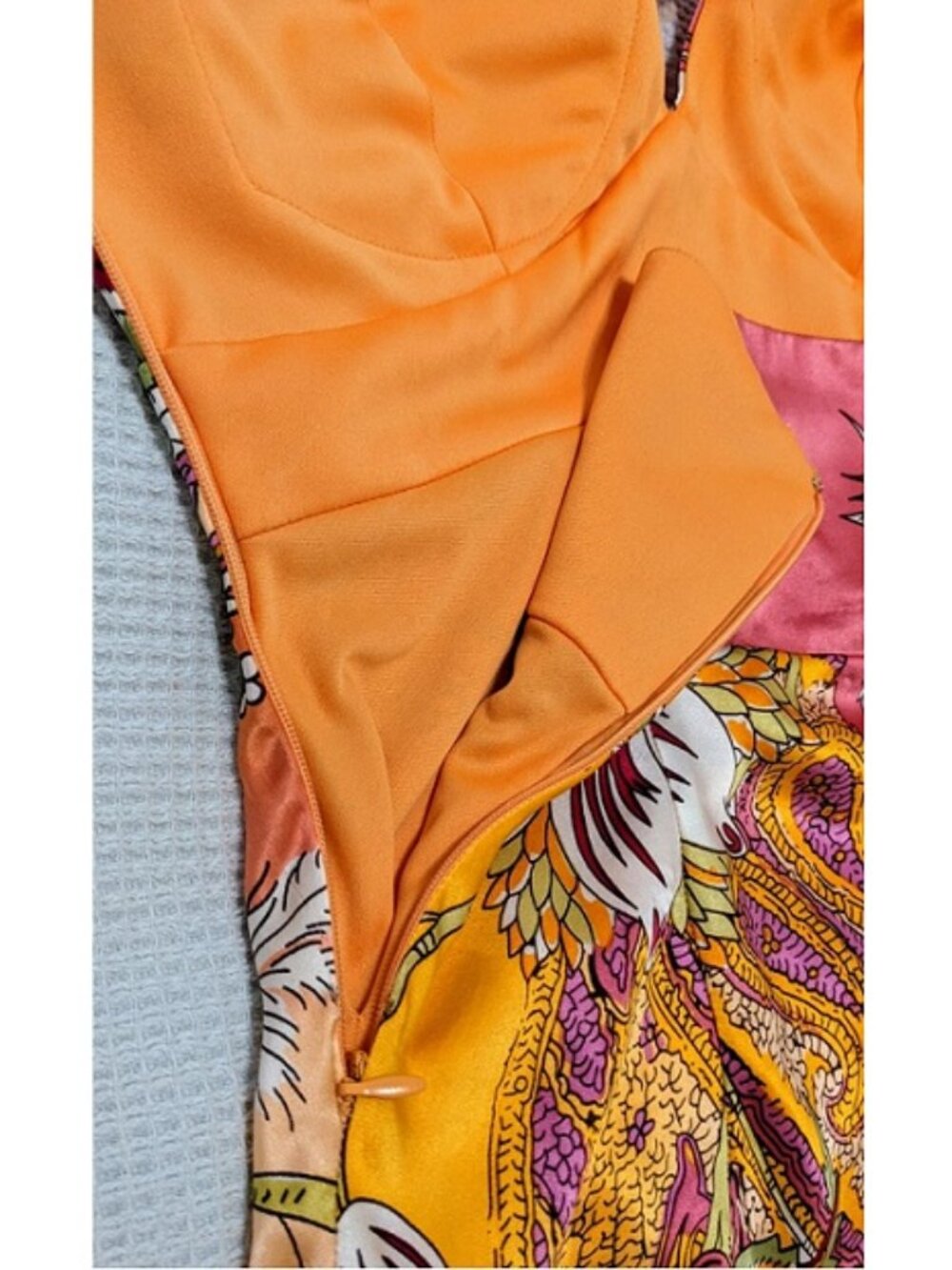 Cache Vintage Silk Halter Top Pink Orange floral beaded medallion Tropical glam - Picture 5 of 8